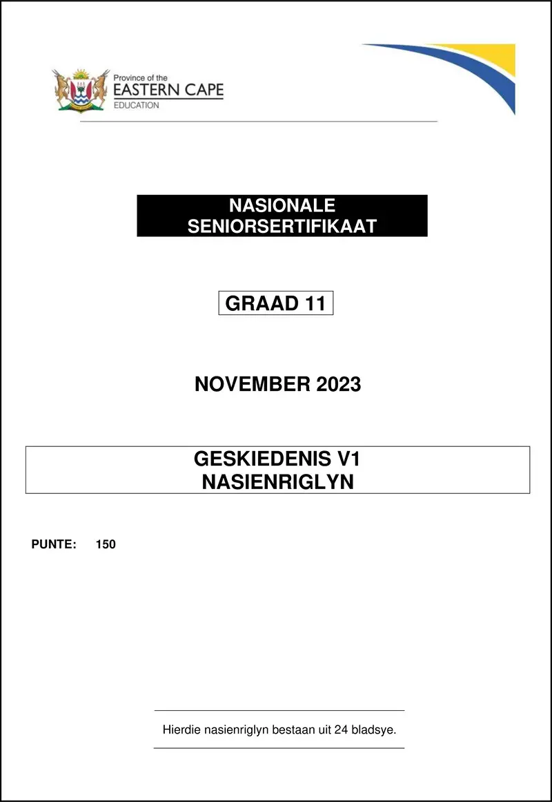 History P1 Gr11 Memo Nov 2023 Afr