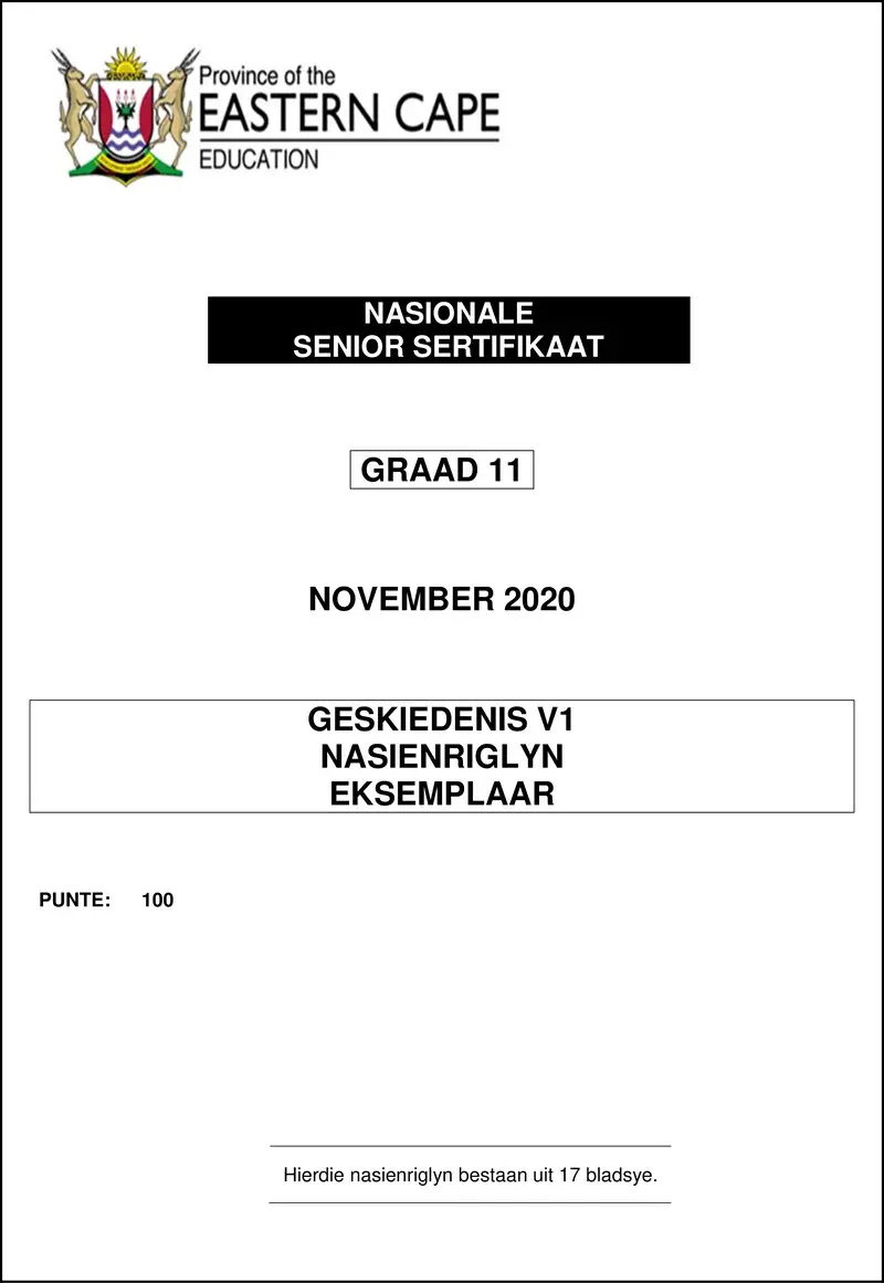 History P1 Gr11 Memo Sept2020 Afr