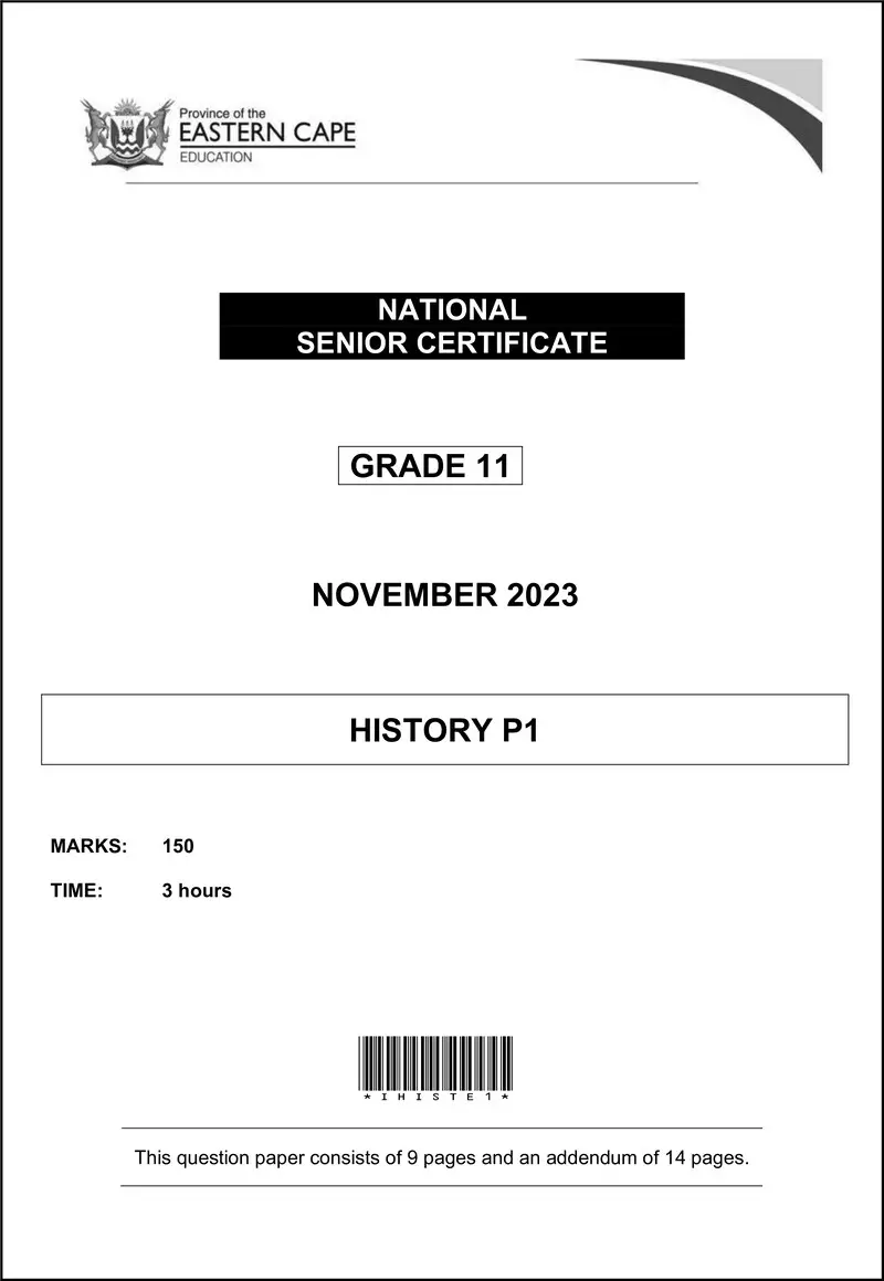Grade 11 History past paper 2023 – history p1 gr11 qp nov 2023 eng d
