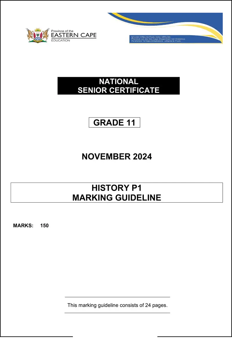 History P1 Memo Gr11 Nov 2024 Eng