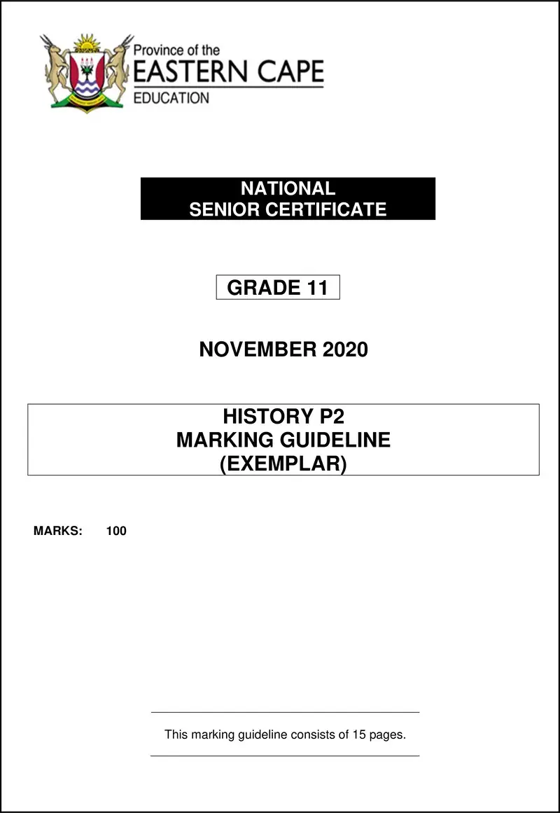 History P2 Gr11 Memo Nov2020 Eng