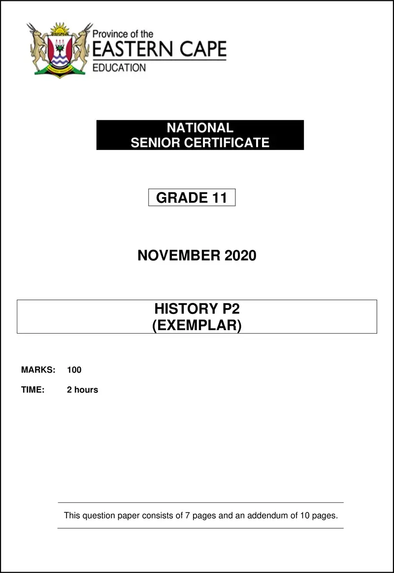 Grade 11 History past paper 2020 – history p2 gr11 qp nov2020 eng