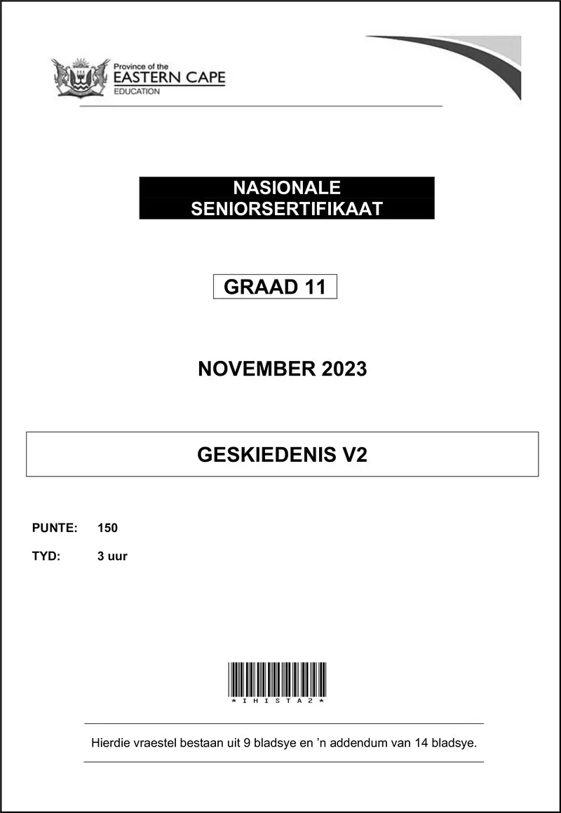 Grade 11 History past paper 2023 – history p2 gr11 qp nov2023 afr d 1