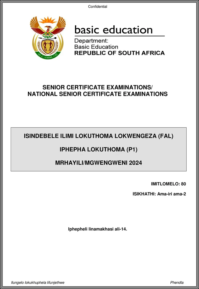 Isindebele Fal P1 May June 2024