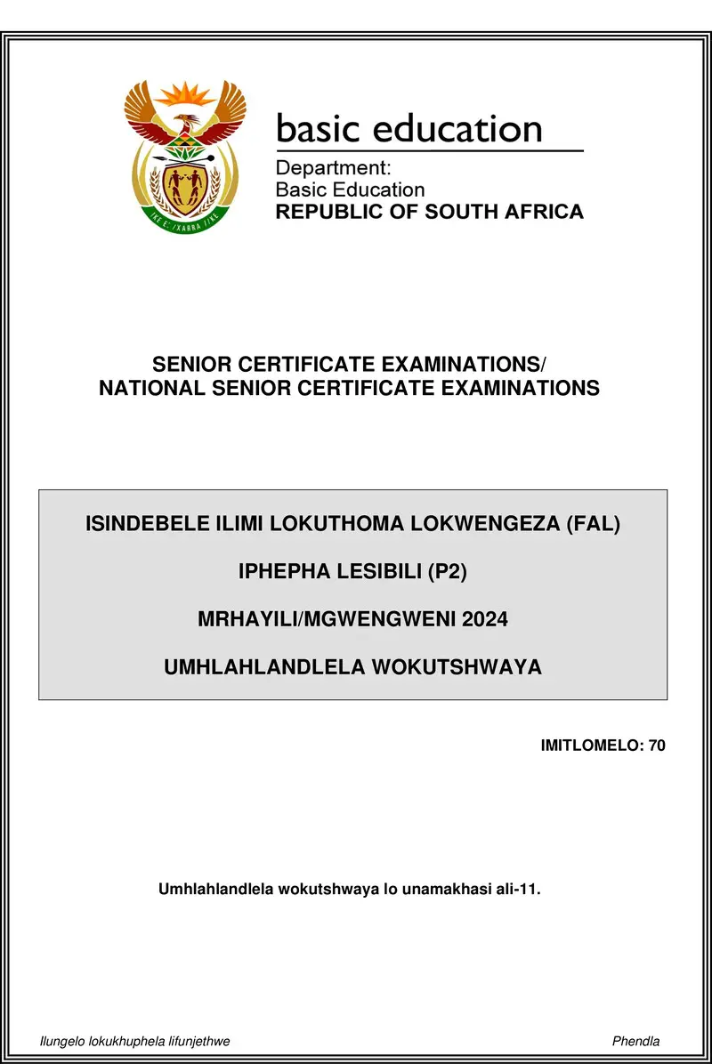 Isindebele Fal P2 May June 2024 Mg