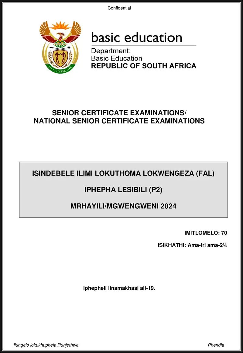 Isindebele Fal P2 May June 2024