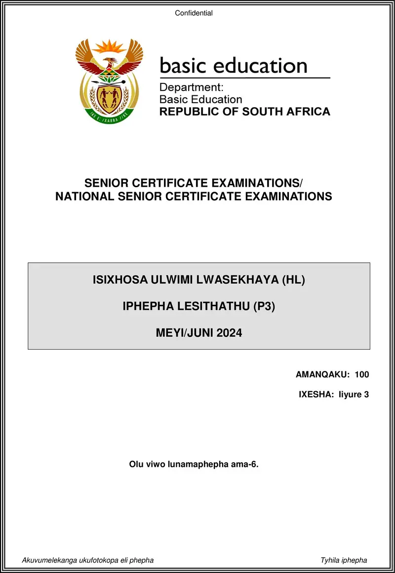Isixhosa Hl P3 May June 2024