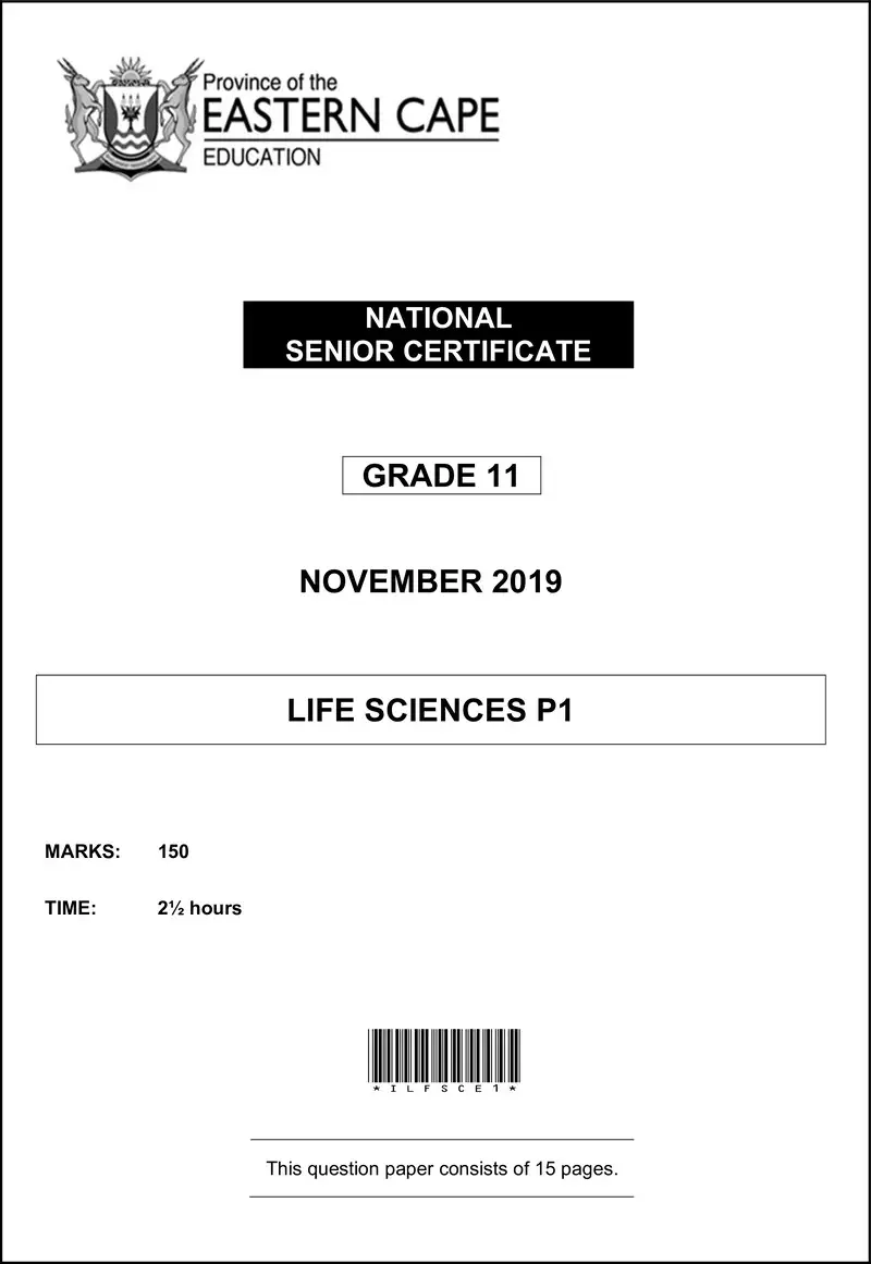 Grade 11 Life Sciences past paper 2019 – life sciences p1 gr11 qp nov2019 eng d