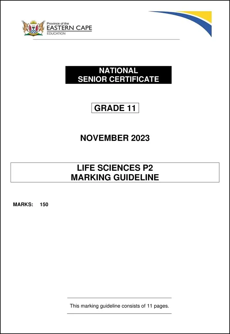 Life Sciences P2 Gr11 Memo Nov 2023 Eng