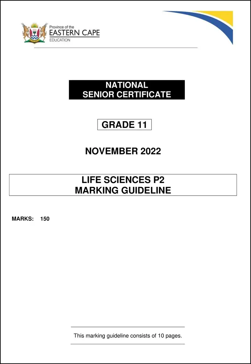 Life Sciences P2 Gr11 Memo Nov2022 Eng