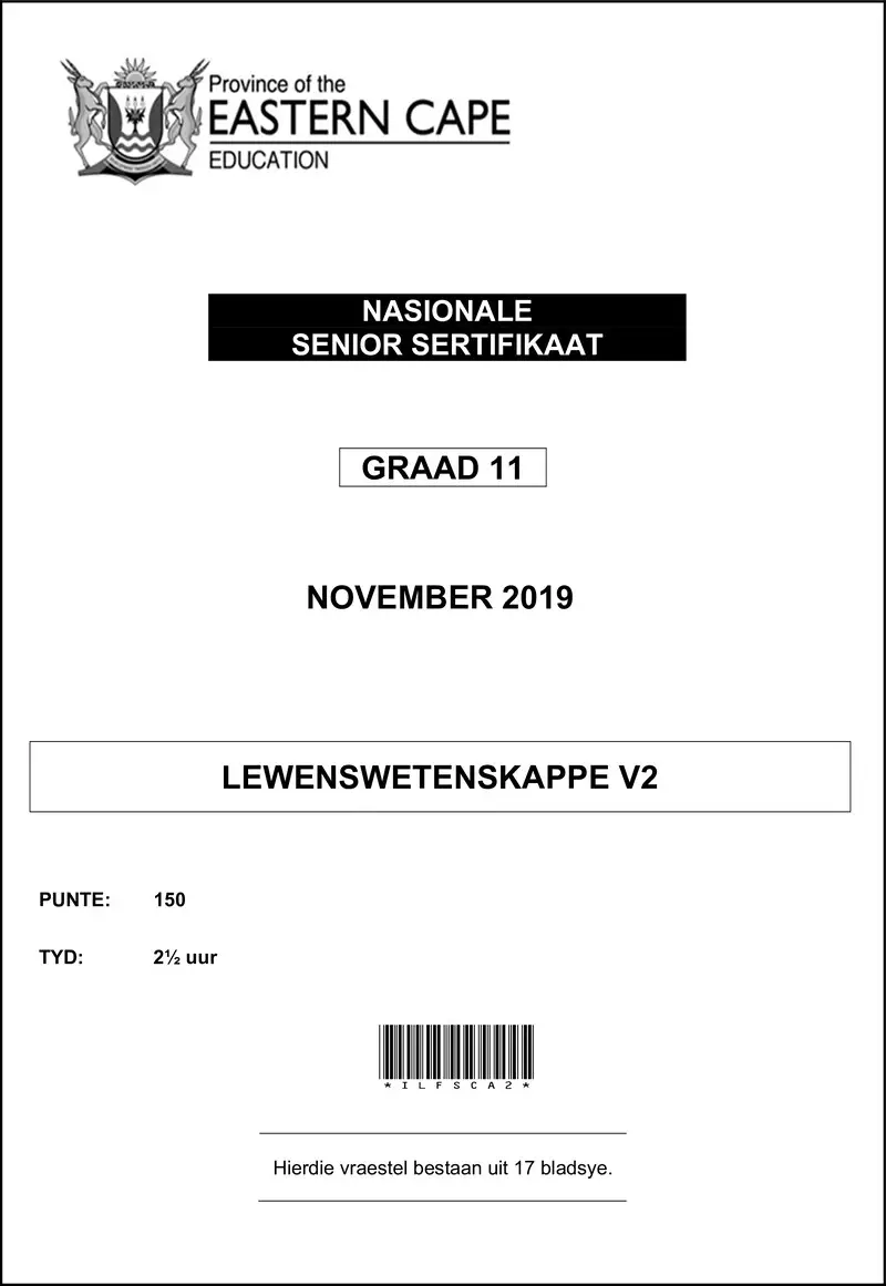 Grade 11 Life Sciences past paper 2019 – life sciences p2 gr11 qp nov 2019 afr d