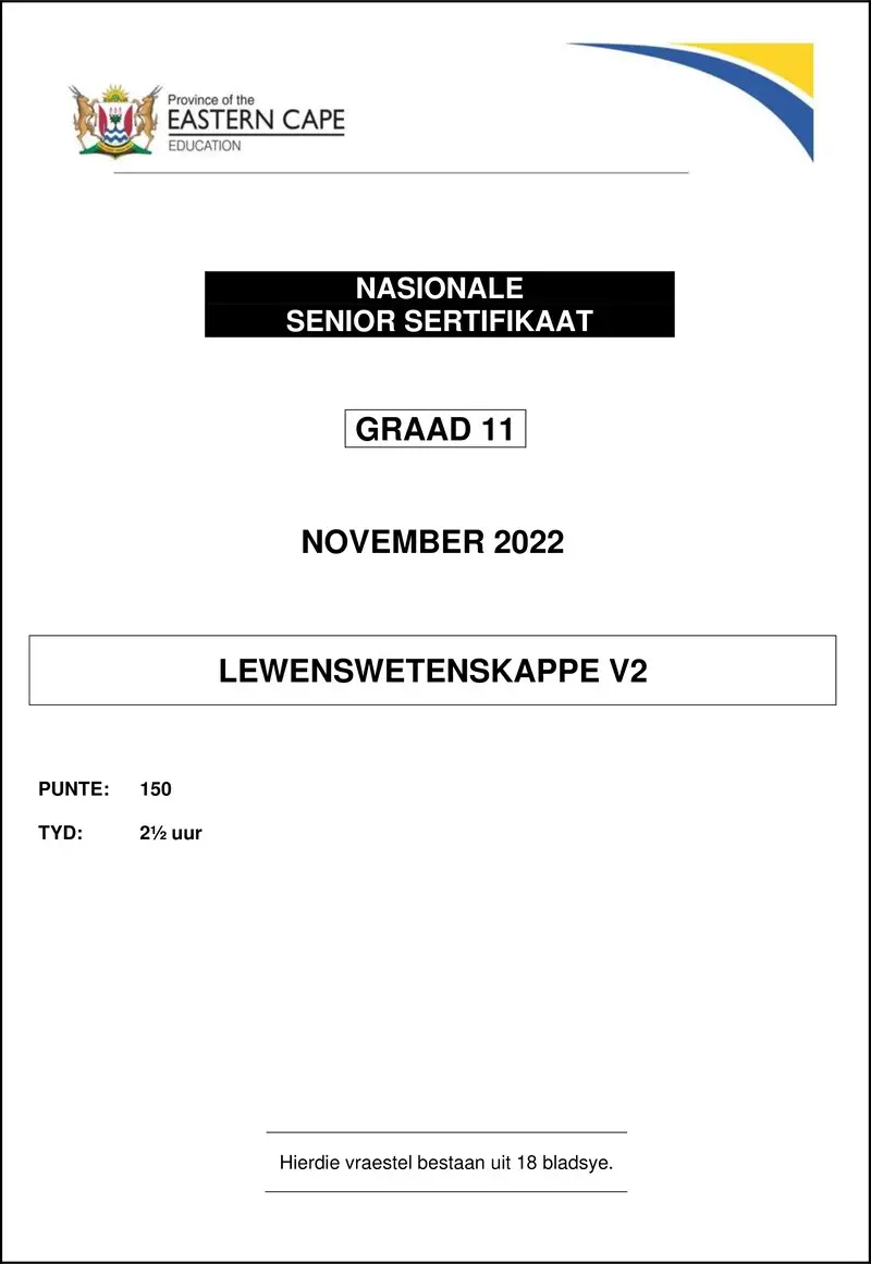 Grade 11 Life Sciences past paper 2022 – life sciences p2 gr11 qp nov 2022 afr