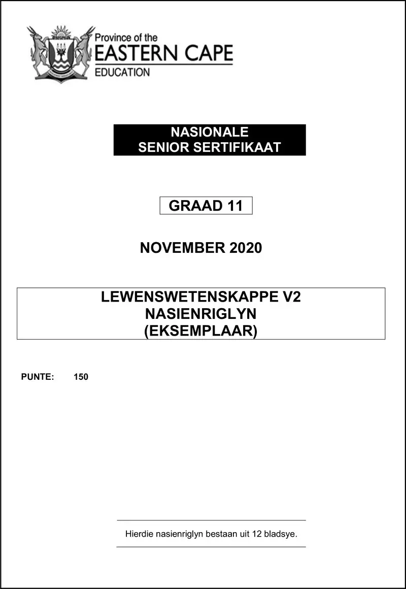 Life Sciences P2 Memo Gr11 Nov2020 Afr D