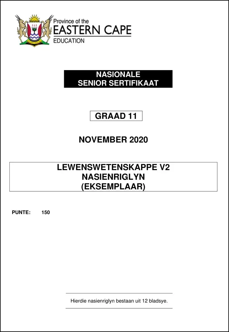 Life Sciences P2 Memo Gr11 Nov2020 Afr