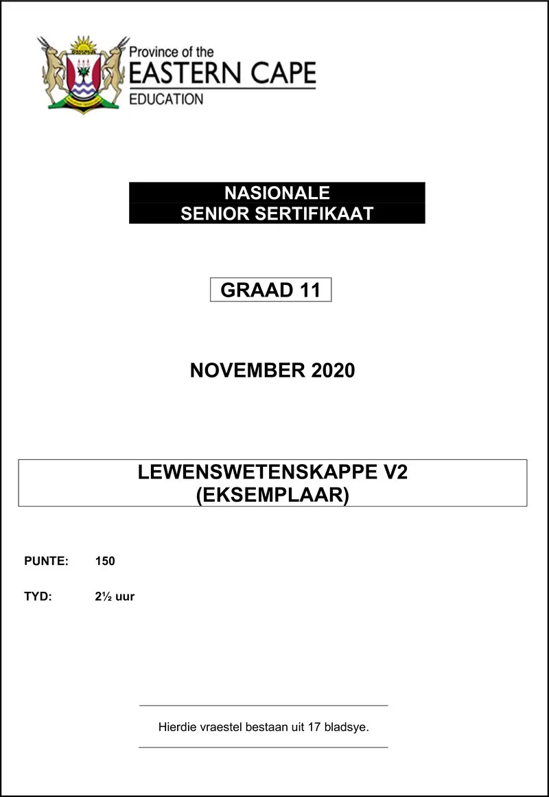 Grade 11 Life Sciences past paper 2020 – life sciences p2 qp gr11 nov2020 afr