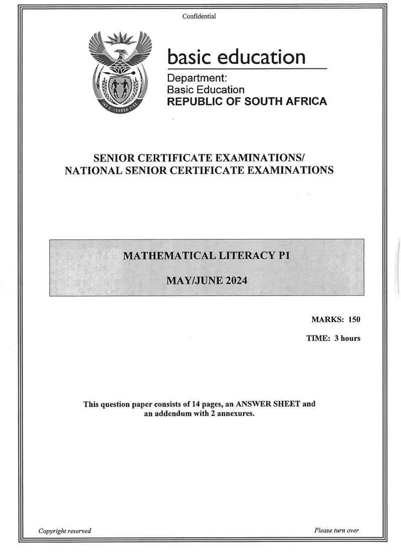 Mathematical Literacy P1 May June 2024 Eng