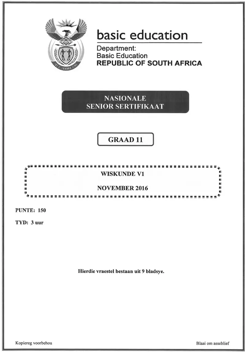 Mathematics P1 Grade 11 Nov 2016 Afr