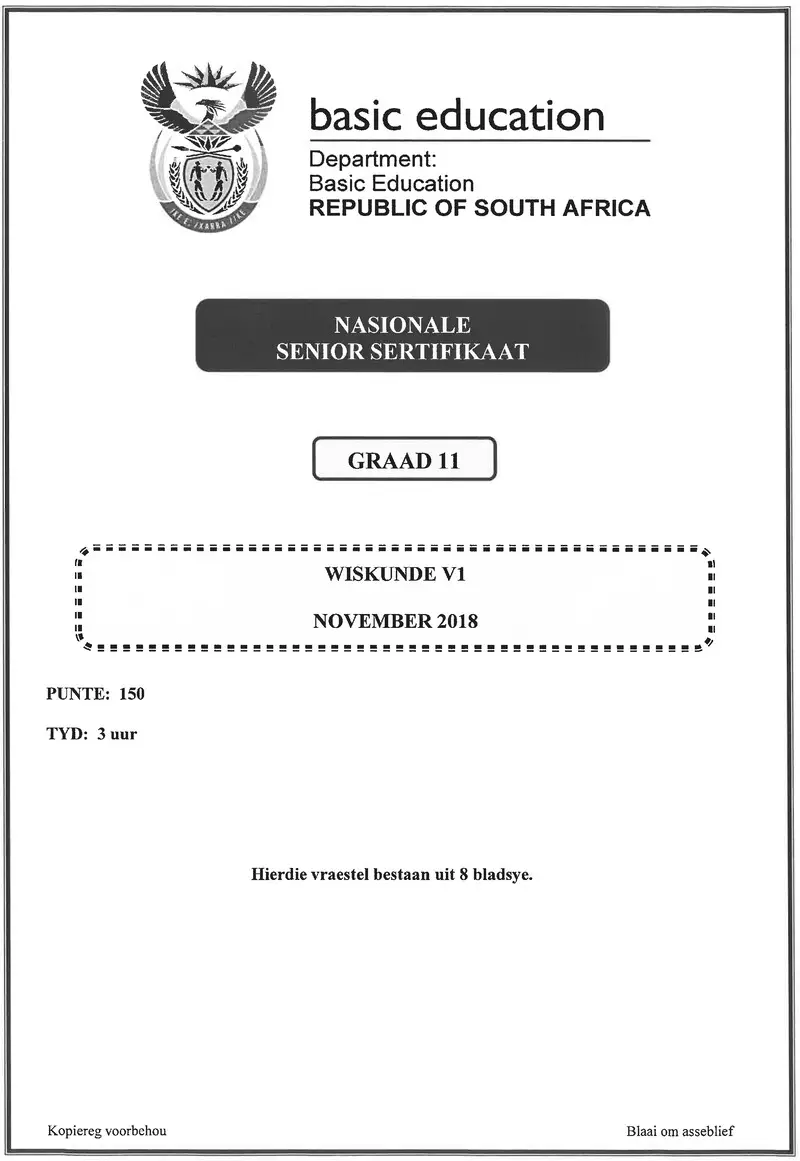 Mathematics P1 Grade 11 Nov 2018 Afr
