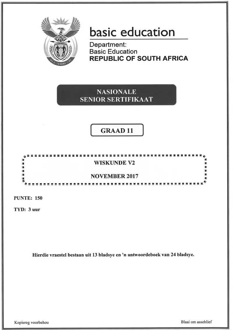 Grade 11 Mathematics past paper 2017 – mathematics p2 grade 11 nov 2017 afr