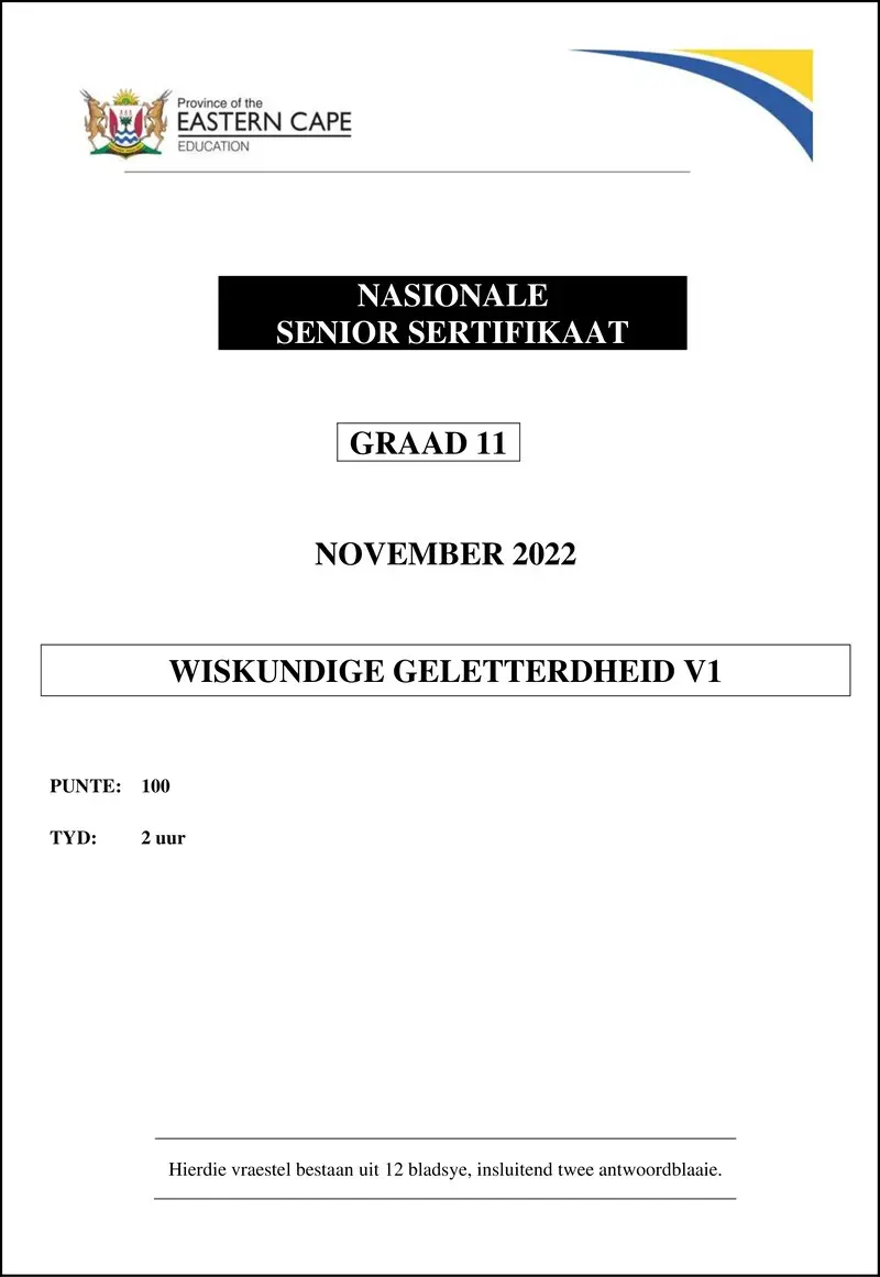 Maths Lit P1 Gr11 QP Nov2022 Afr