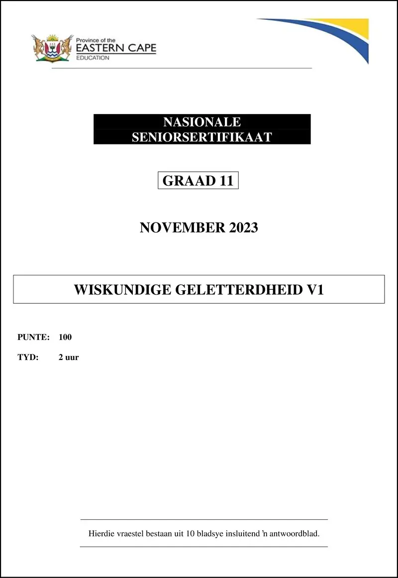 Maths Lit P1 QP Gr11 Nov2023 Afr