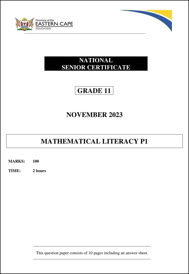 Maths Lit P1 QP Gr11 Nov2023 Eng