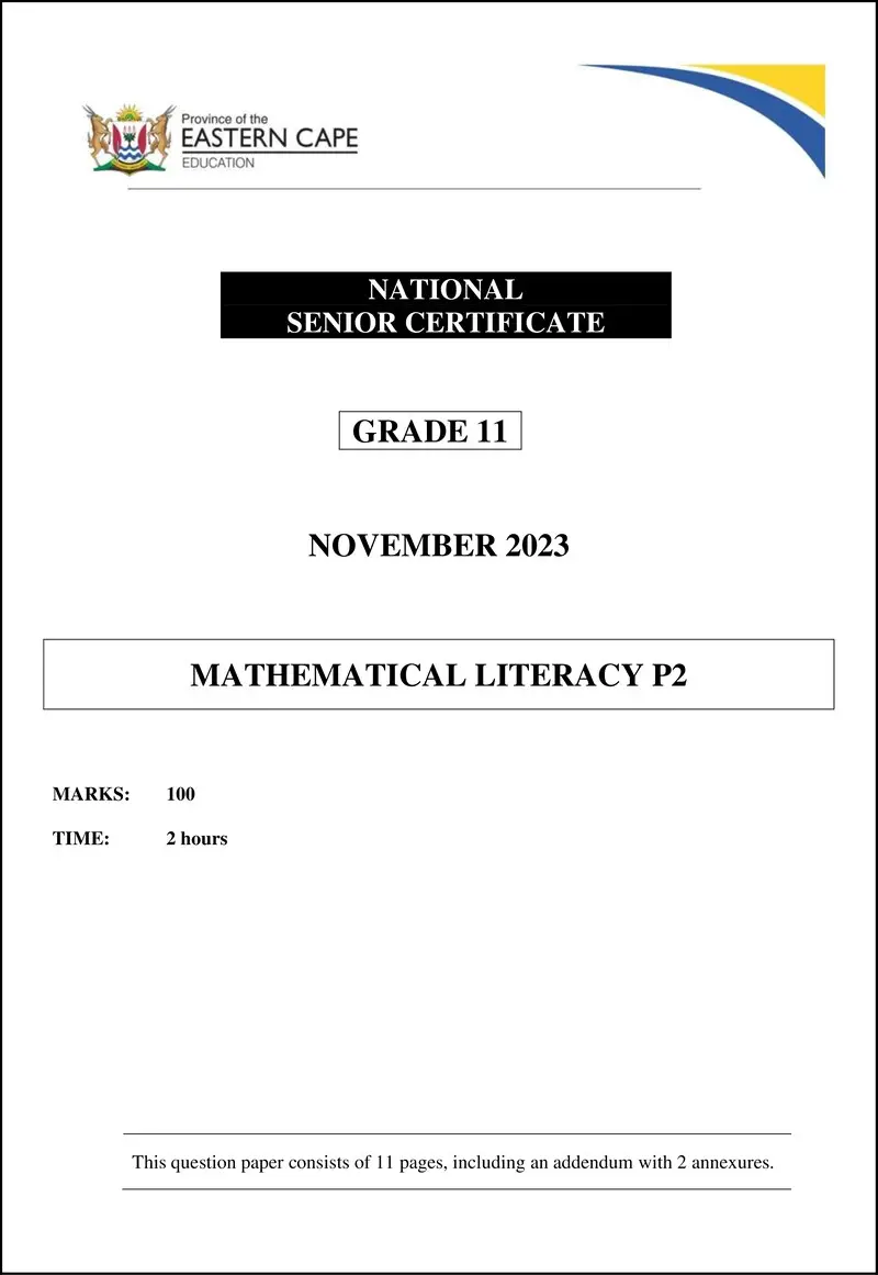 Maths Lit P2 QP Gr11 Nov 2023 Eng