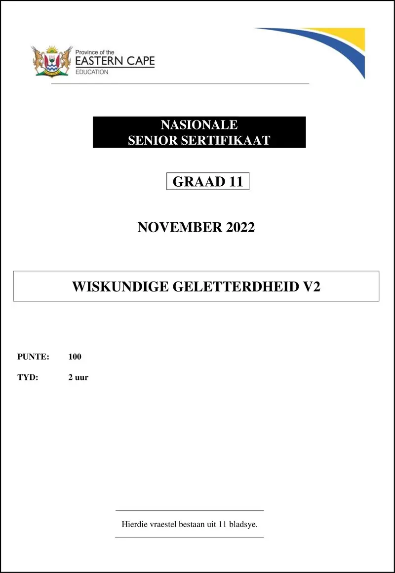 Maths Lit P2 QP Gr12 Nov2022 Afr