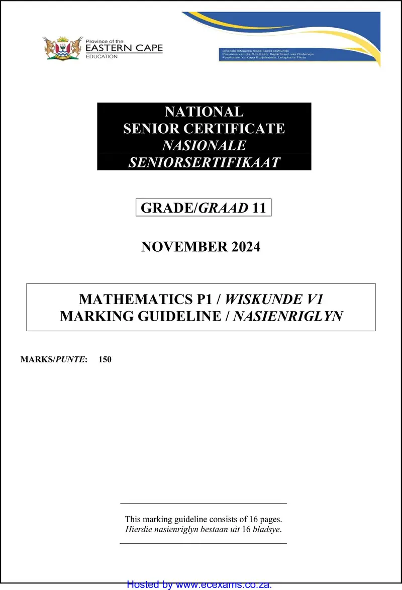 Maths P1 Memo Gr11 Nov2024 Eng Afr Watermark