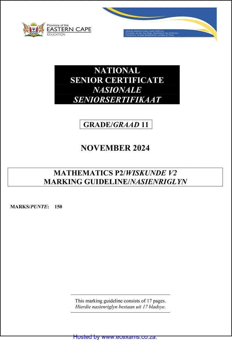 Maths P2 Grade 11 Nov 2024 Eng Afr Marking Guideline Watermark