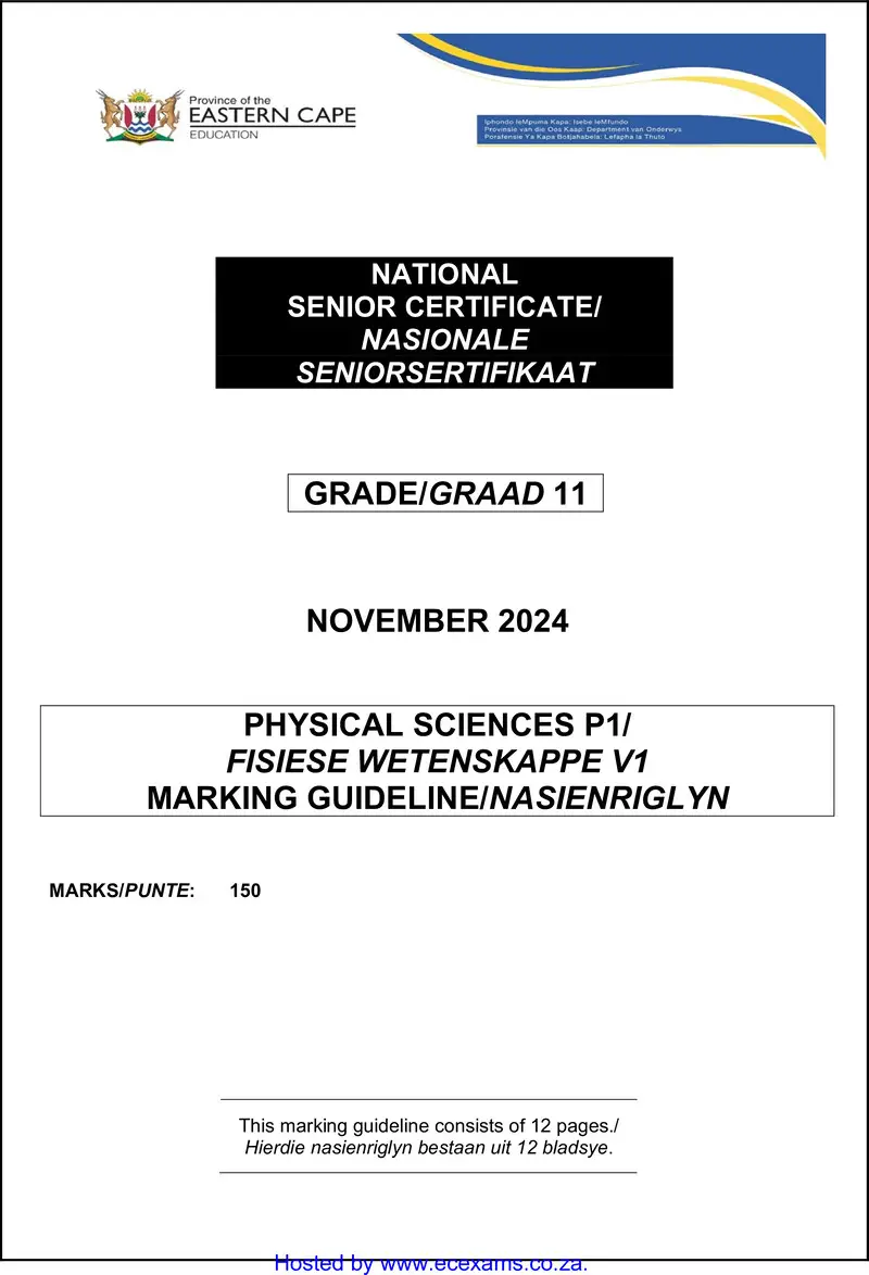 Phys Sciences P1 Gr11 Memo Nov 2024 Eng Afr Watermark