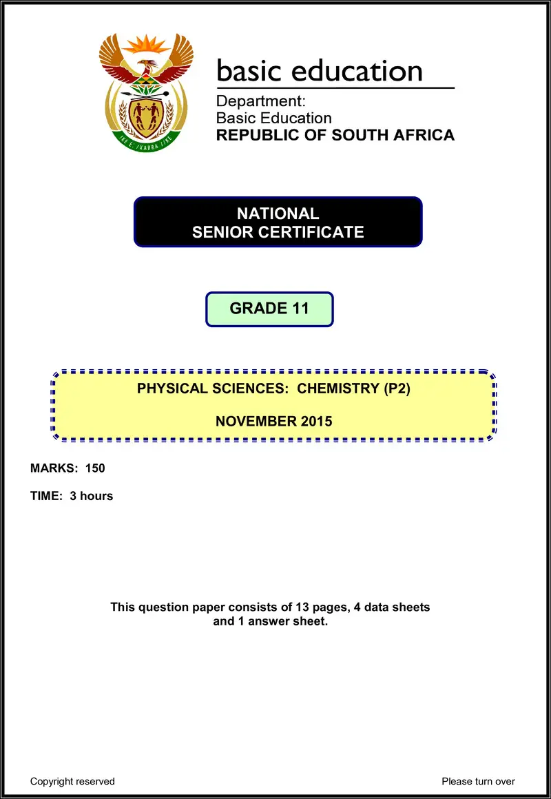 Physical Sciences P2 Grade 11 Nov 2015 Eng