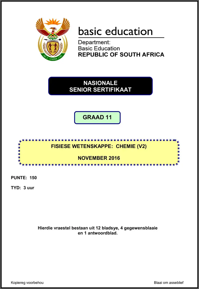 Physical Sciences P2 Grade 11 Nov 2016 Afr