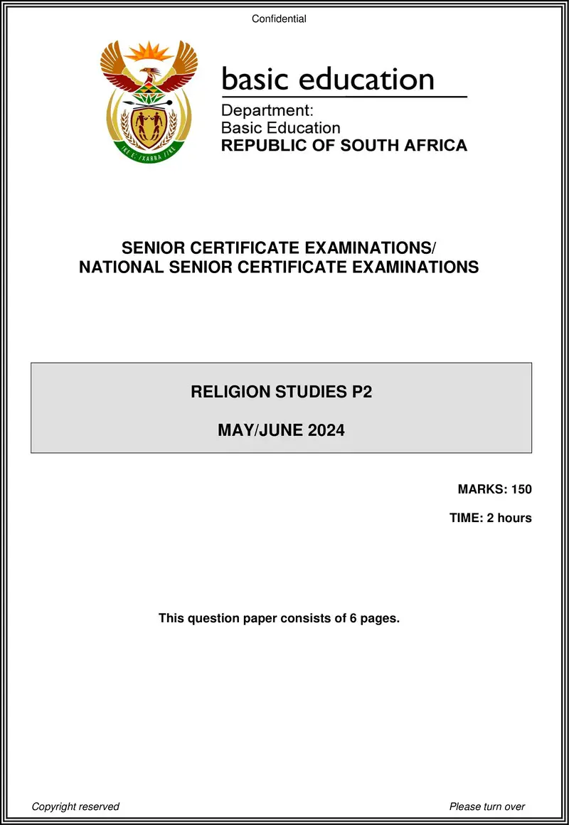 Religion Studies P2 May June 2024 Eng