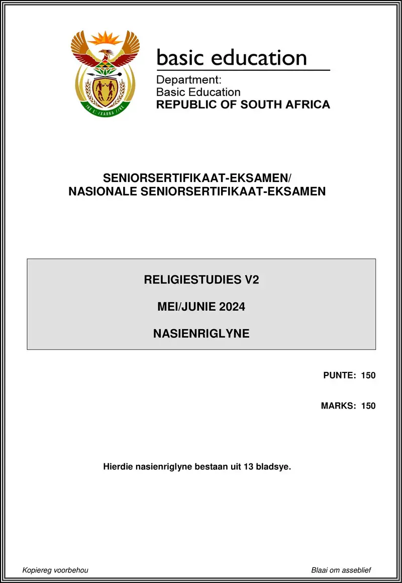 Religion Studies P2 May June 2024 Mg Afr