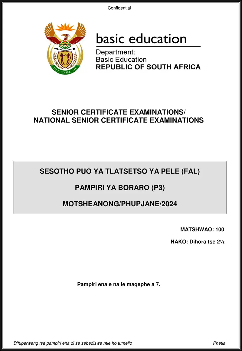 Sesotho Fal P3 May June 2024