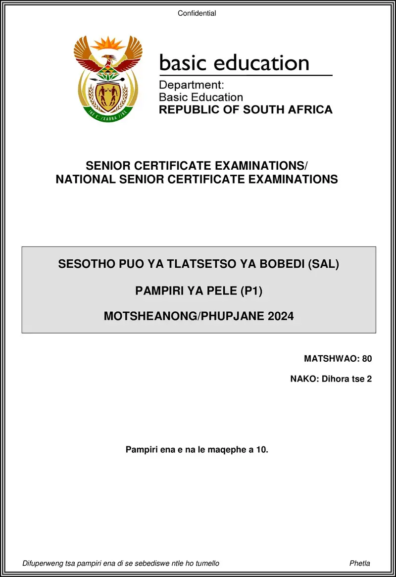 Sesotho Sal P1 May June 2024