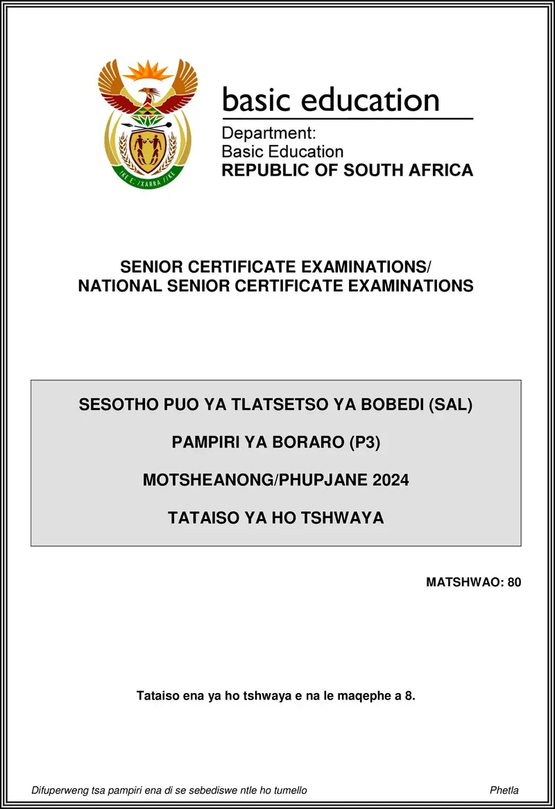 Sesotho Sal P3 May June 2024 Mg