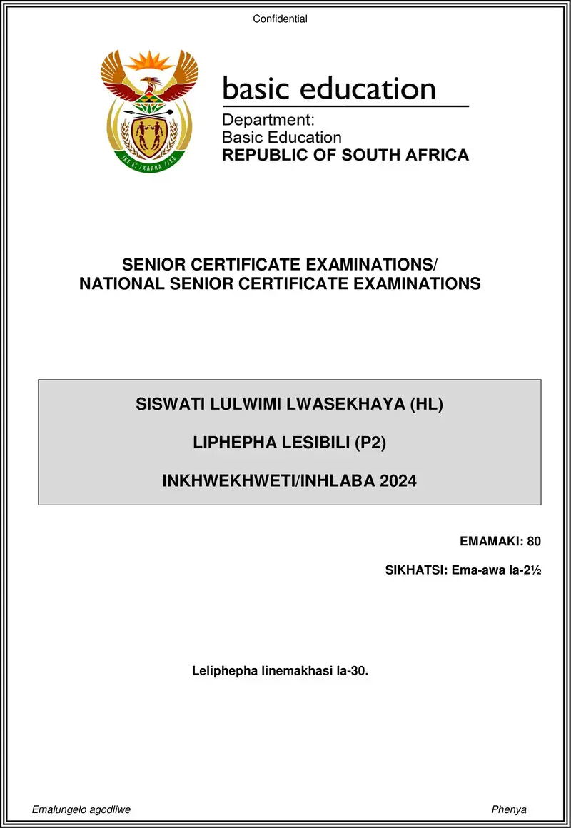 Siswati Hl P2 May June 2024
