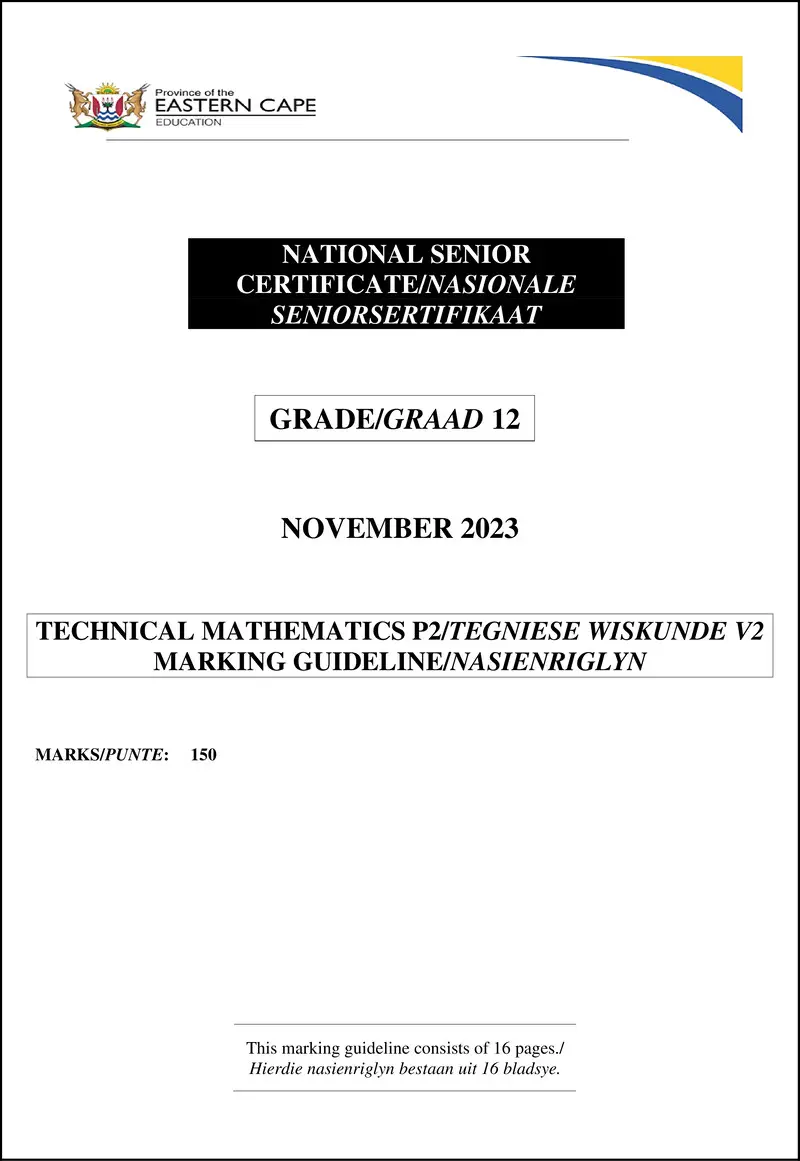 Tech Math P2 Gr11 Memo Nov2023 Afr English