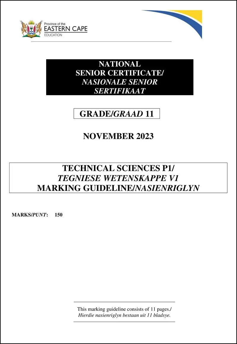 Tech Sciences P1 Memo Gr11 Nov2023 Afrikaans English