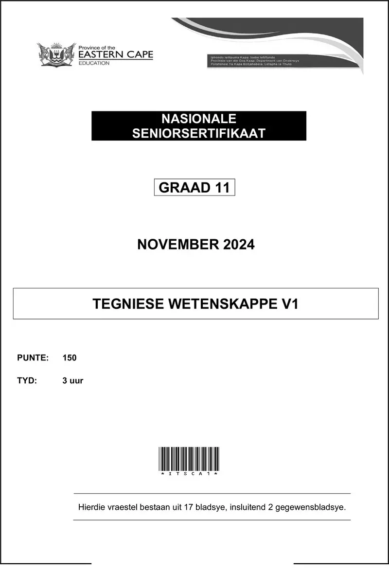 Grade 11 Tegniese Wetenskappe past paper 2024 – tech sciences p1 qp gr11 nov 2024 afr d