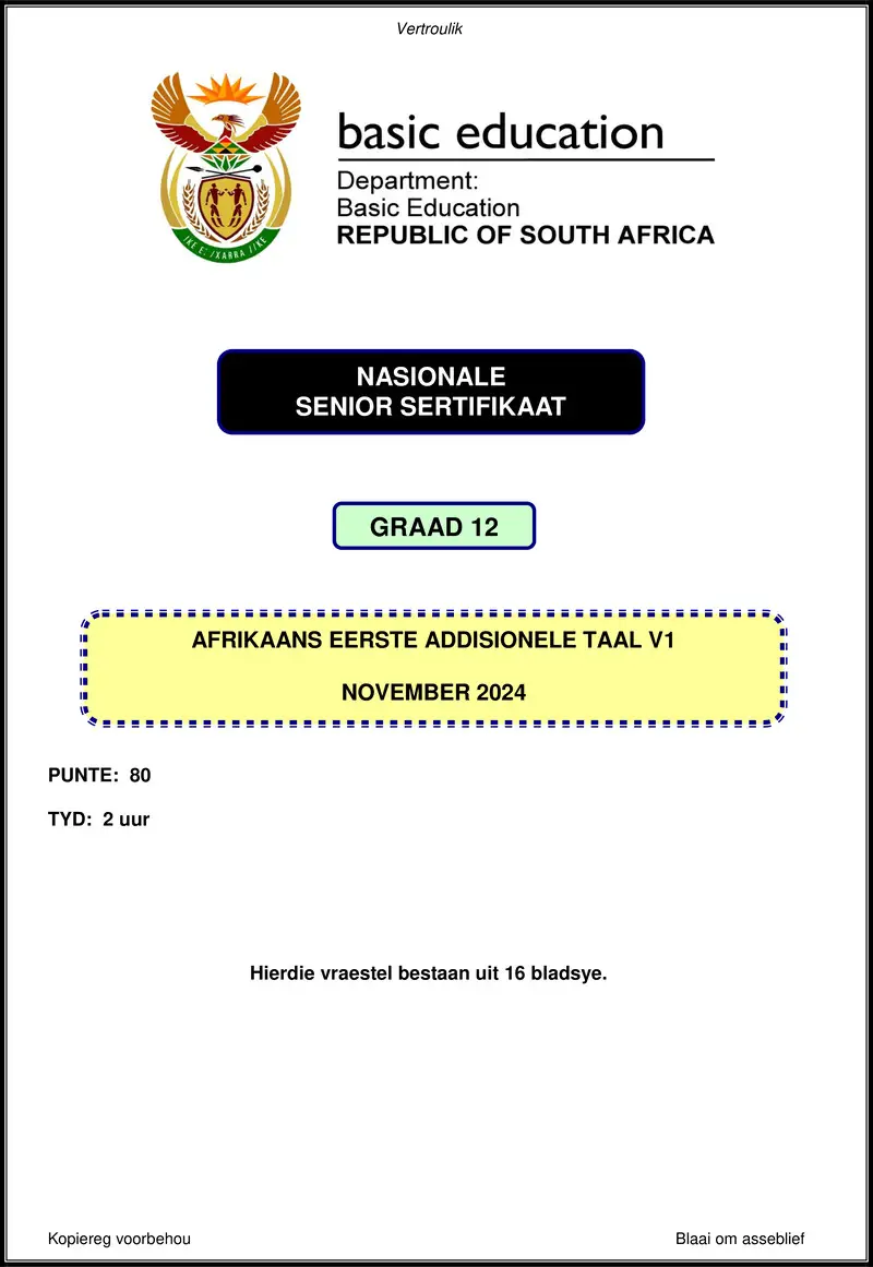 Afrikaans Fal P1 Nov 2024 Gr12