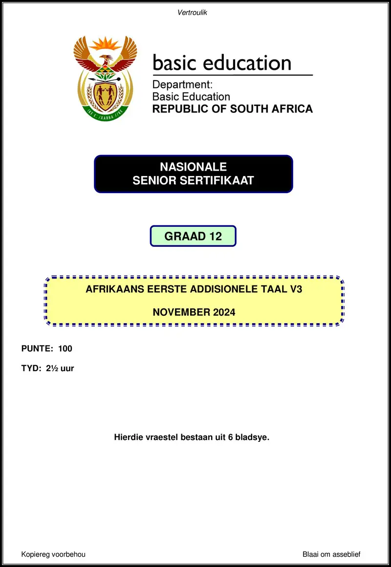 Afrikaans Fal P3 Nov 2024 Gr12