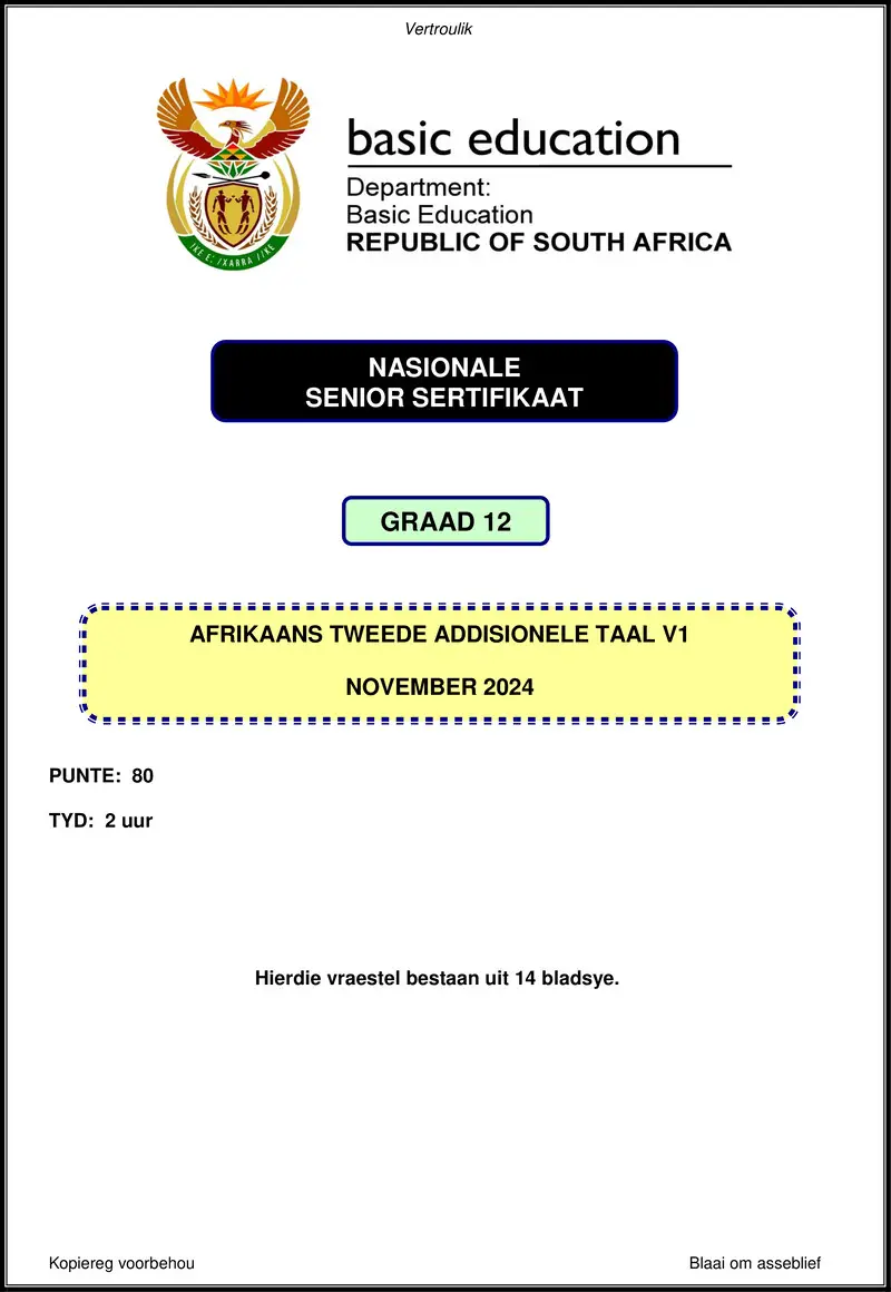 Afrikaans Sal P1 Nov 2024 Gr12