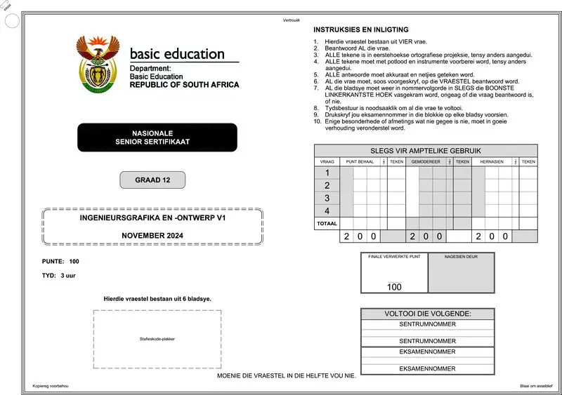 Engineering Graphics Design P1 Nov 2024 Afr Gr12