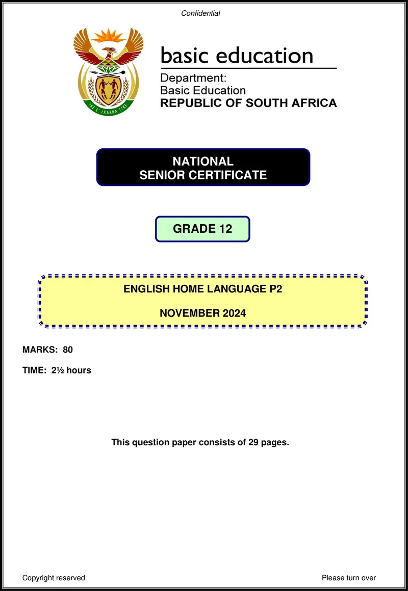 English Hl P2 Nov 2024 Gr12