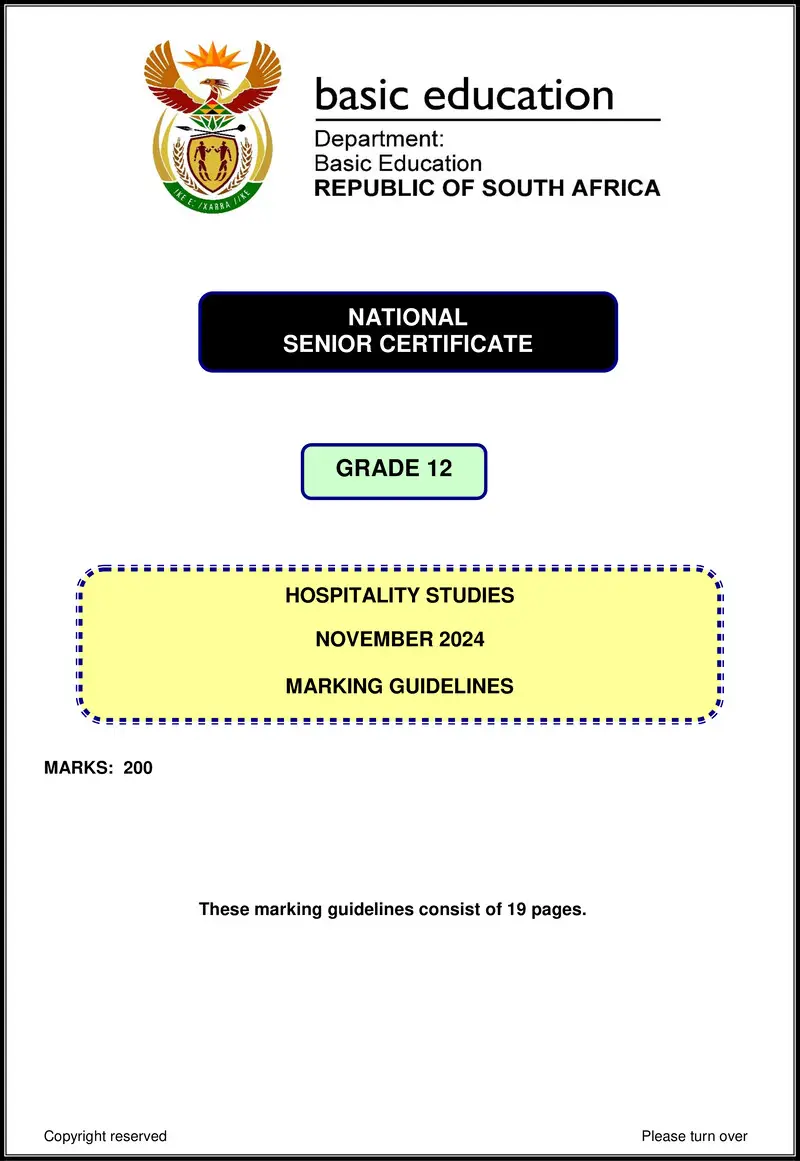 Hospitality Studies Nov 2024 Mg Eng Gr12