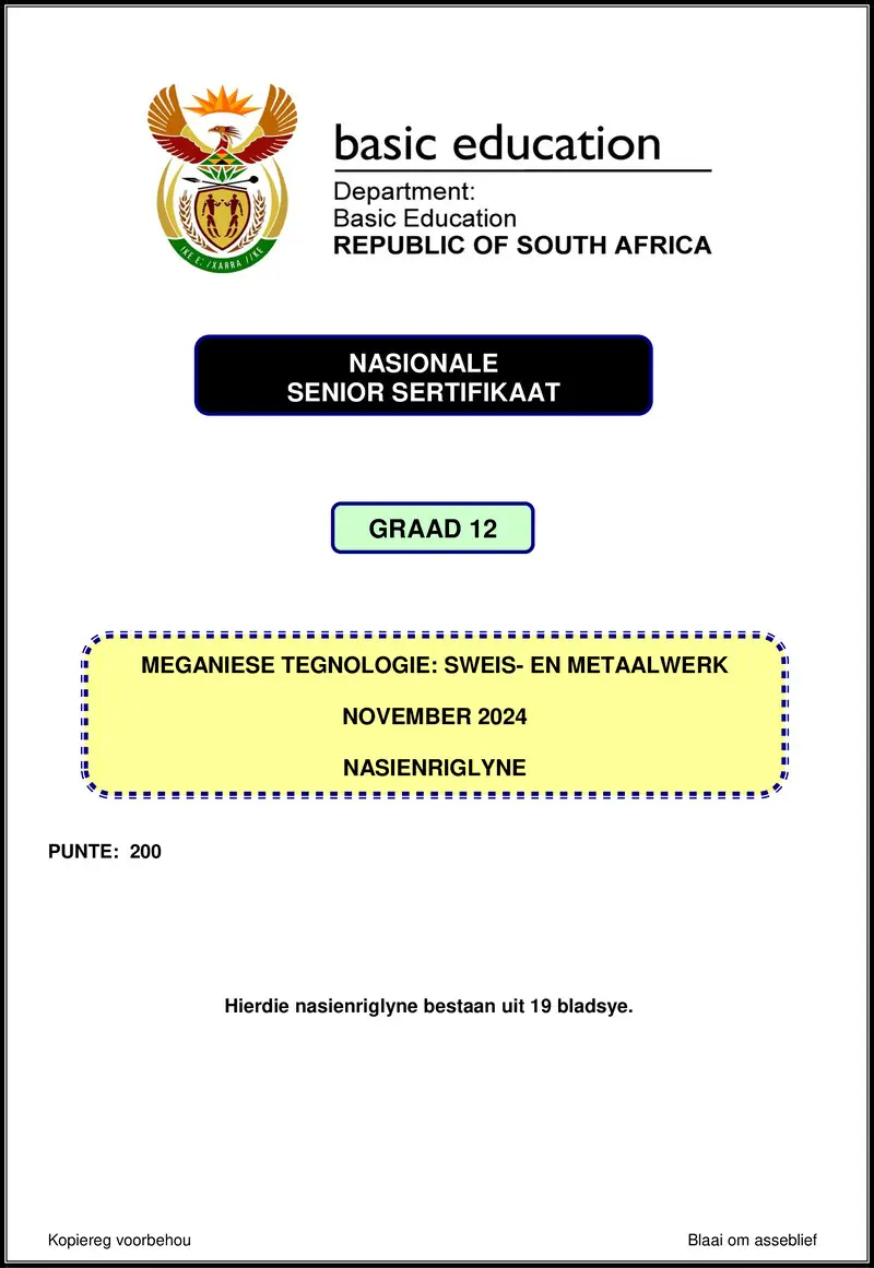 Mechanical Technology Nov 2024 Welding Metal Work Mg Afr Gr12