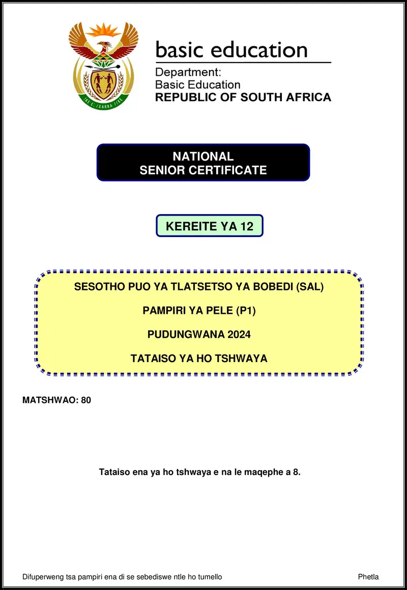Sesotho Sal P1 Nov 2024 Mg Gr12